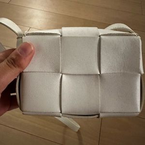 Bottega Veneta White Intrecciato Mini Shoulder Bag